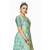Turquoise floral print chiffon party wear saree with blouse