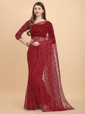 Maroon Rasal Net Saree  1
