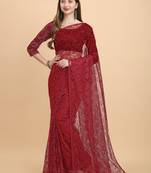 Maroon Rasal Net Saree 