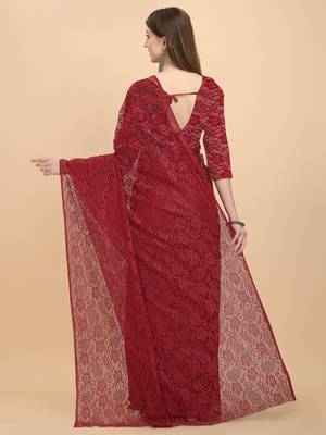 Maroon Rasal Net Saree  3