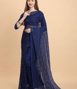 Navy Blue Rasal Net Saree 