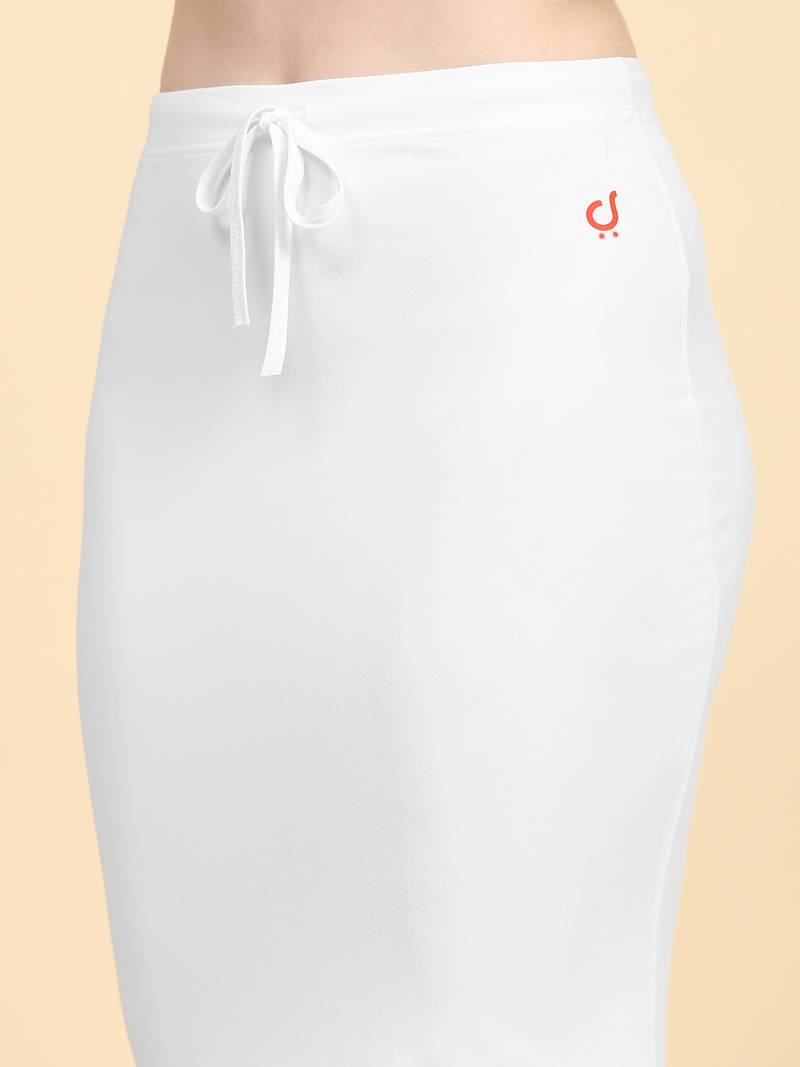 White Plain Cotton Soft Saree Shape wear Petticoat for Women