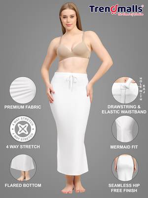 Trendmalls White Plain Cotton Soft Saree Shape wear Petticoat for Women 6