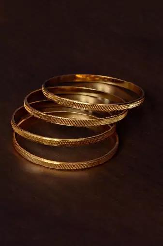 Two Pairs of Gold Plated Glossy Bangles for Women