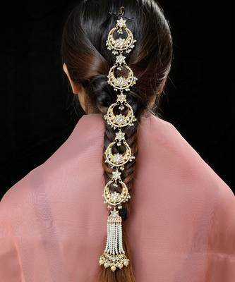 White gold finish kundan hairbraid 1