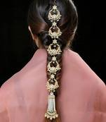 White gold finish kundan hairbraid