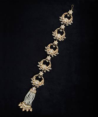 White gold finish kundan hairbraid 2