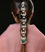 Green gold finish kundan hairbraid