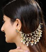 Multi gold finish kundan earchain