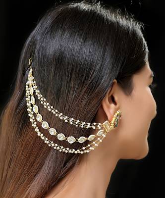 Gold finish kundan earchain 1