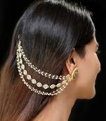 Gold finish kundan earchain