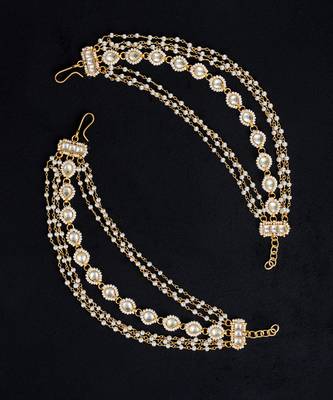 Gold finish kundan earchain 2