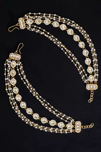 Gold finish kundan earchain