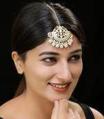 White gold finish mother of pearls maangtika