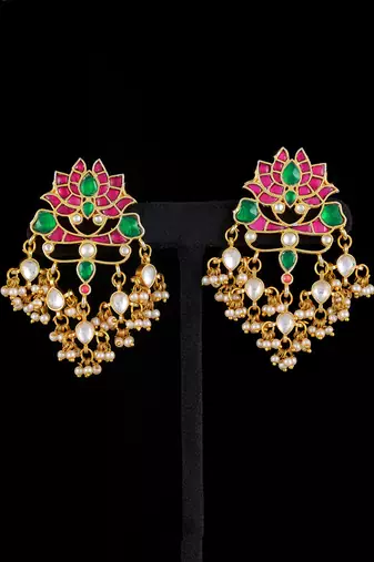 Multi gold finish kundan long pendant set