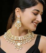 White gold finish mother of pearls necklace set