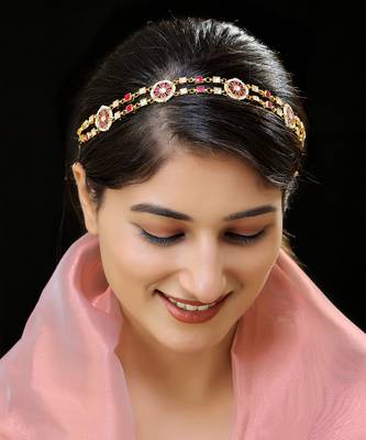 Pink gold finish kundan sheeshphool 1