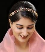 Pink gold finish kundan sheeshphool