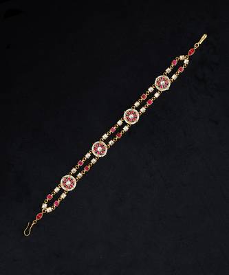 Pink gold finish kundan sheeshphool 2