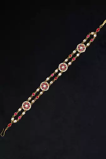 Pink gold finish kundan sheeshphool