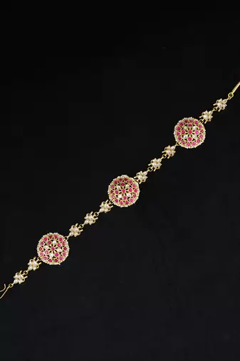 Red gold finsh kundan polki sheeshphool