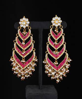 Red gold finish kundan danglers 2