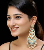 Aqua gold finish kundan danglers
