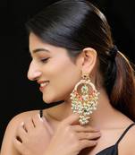 Multi gold finish kundan chaandbali