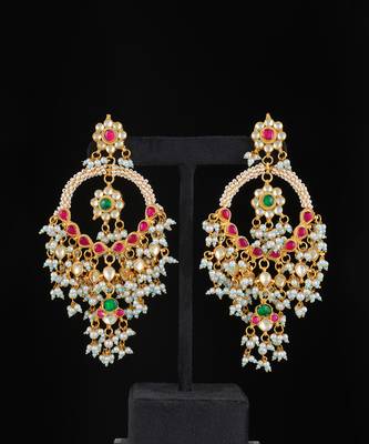 Multi gold finish kundan chaandbali 2