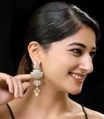 White gold finish kundan mother of pearls danglers