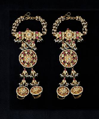Red gold finish kundan hathphool 2