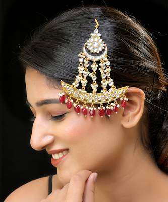 Red gold finish kundan side passa 1