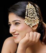 Gold finish kundan mother of pearls side passa