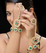 Multi gold finish kundan hathphool