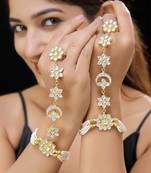 White gold finish kundan hathphool