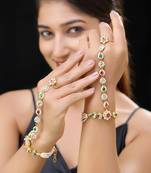 Multi gold finish kundan hathphool