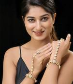 White gold finish kundan hathphool