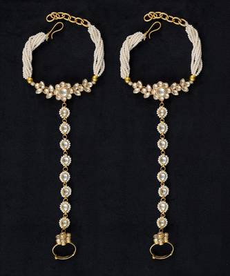 White gold finish kundan hathphool 2