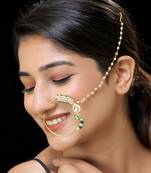 Green gold finish kundan nath