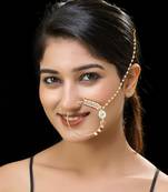 Red gold finish kundan nath