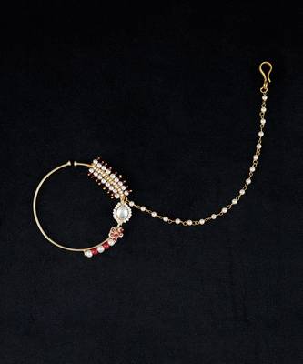 Red gold finish kundan nath 2