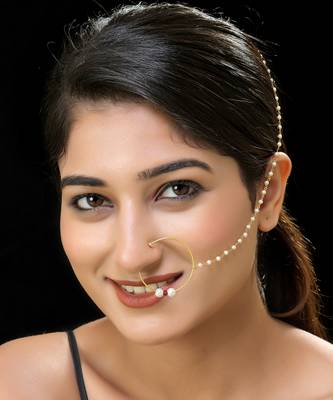 Red gold finish kundan nath 1