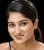 Red gold finish kundan nath