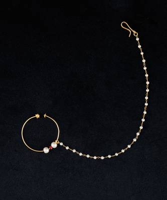 Red gold finish kundan nath 2