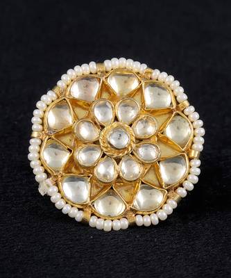White gold finish kundan ring 2