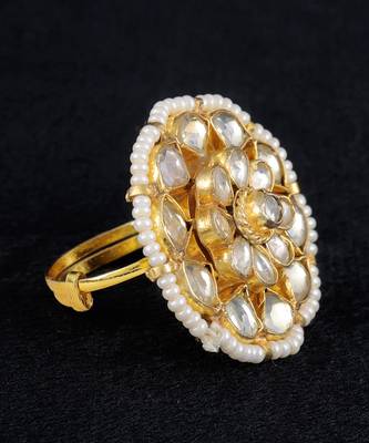 White gold finish kundan ring 3