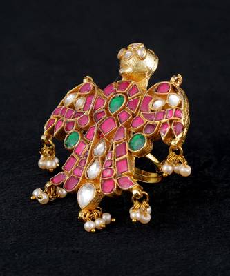 Red gold finish kundan ring 3