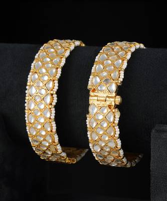 White gold finish kundan bangles 2