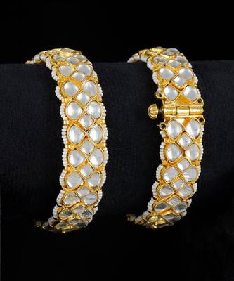 Gold finish kundan bangles 2