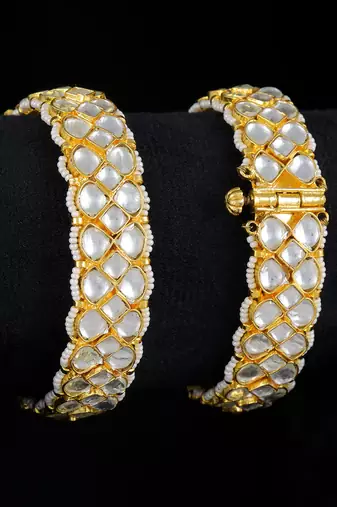 Gold finish kundan bangles